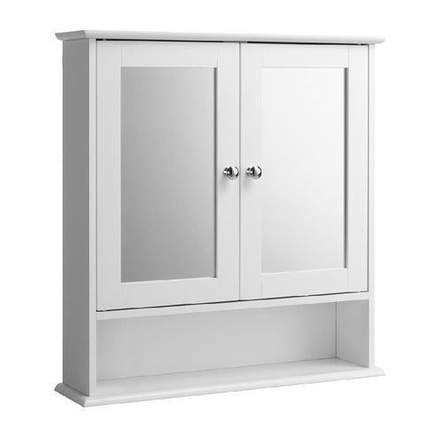 Specchio da Bagno 2ante 3 ripiani Bianco Mobiletto Specchiera Pensile 56x13x58cm