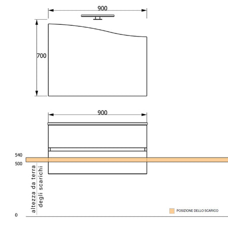 Mobile bagno sospeso 90cm legno eucalipto grigio Mood-762