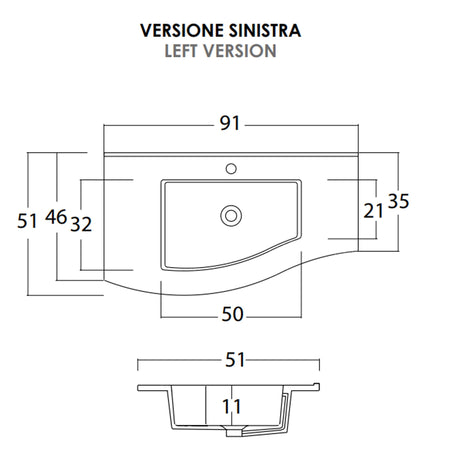 Mobile bagno sospeso 90cm legno eucalipto grigio Mood-762