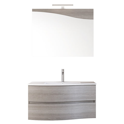 Mobile bagno sospeso 90cm legno eucalipto grigio Mood-762