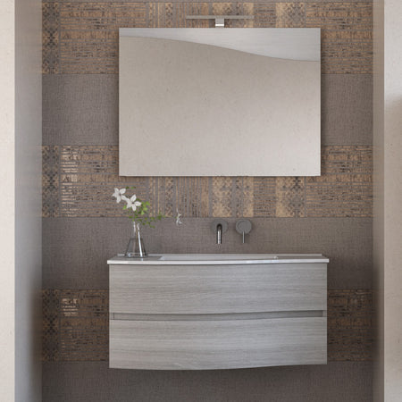 Mobile bagno sospeso 90cm legno eucalipto grigio Mood-762
