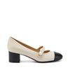 Frau Mary Jane in pelle nero crema con perla 66P2