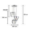 Lampadario 3Luci Metallo Verniciato e sagomato Moderno Altezza Regolabile Grigio