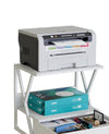 Scaffale Supporto Ufficio Porta Stampante con Cassetto Metallo e Legno Bianco 54cm