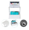 Scaffale Supporto Ufficio Porta Stampante con Cassetto Metallo e Legno Bianco 54cm