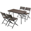 Kit da Giardino Pieghevole in Polyrattan Tavolo e 4 Sedie Interno Esterno Marrone
