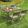 Kit da Giardino Pieghevole in Polyrattan Tavolo e 4 Sedie Interno Esterno Marrone