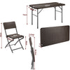 Kit da Giardino Pieghevole in Polyrattan Tavolo e 4 Sedie Interno Esterno Marrone