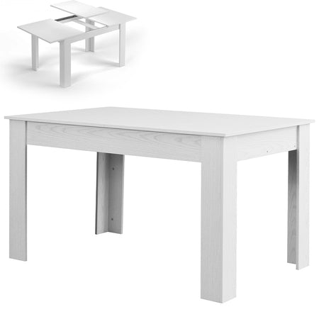 Tavolo in Legno Cucina 90x140 cm H 78 cm Allungabile fino a 90x190 cm Bianco Venato