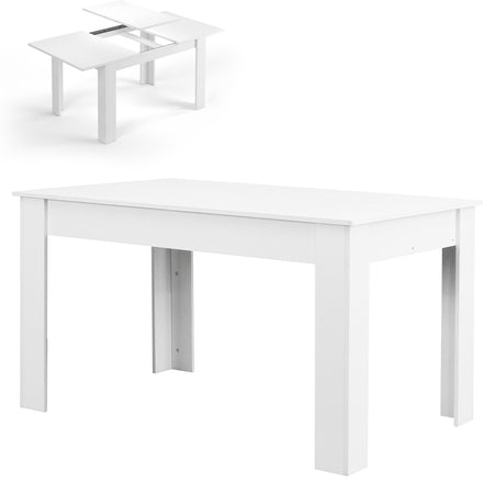 Tavolo in Legno Cucina 90x140 cm H 78 cm Allungabile fino a 90x190 cm Bianco