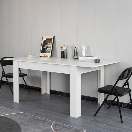 Tavolo in Legno Cucina 90x140 cm H 78 cm Allungabile fino a 90x190 cm Bianco Venato