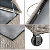 Cassapanca Baule Portaoggetti in Polyrattan XXL Resistente 2Ruote Maniglia Crema