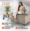 Cassapanca Baule Portaoggetti in Polyrattan XXL Resistente 2Ruote Maniglia Crema