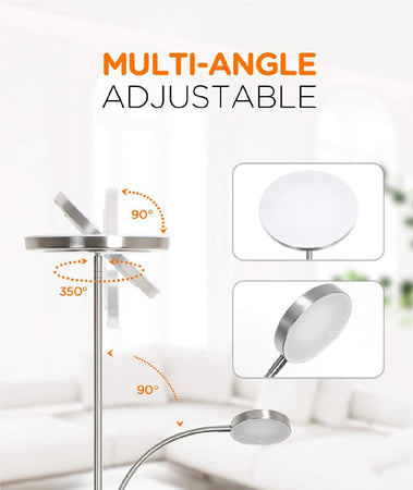Piantana Lampada da Terra Dimmerabile Telecomando Doppia luce 35W Silver Soggiorno Camera Ufficio
