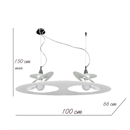 Lampadario Padana Lampadari PLANET 1057-2 E27 LED lampada soffitto sospensione multiluce ovale alluminio