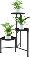 Scaffale Tavolino Porta Piante 3 altezze Metallo Nero 32x46 H 62 cm Moderno