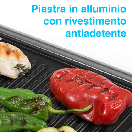 Piastra Elettrica Bistecchiera 1400W Antiaderente Tostapane Grill Panin Sandwich
