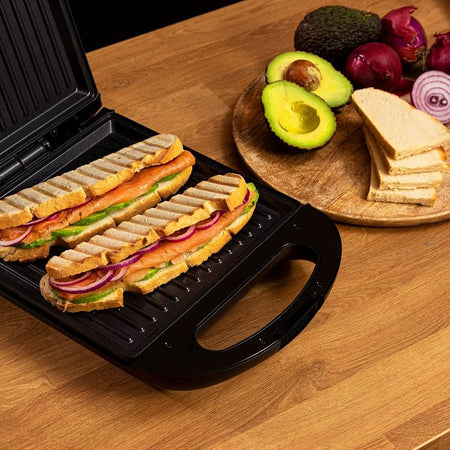 Piastra Elettrica Bistecchiera 1400W Antiaderente Tostapane Grill Panin Sandwich