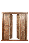 Biscottini Porta portone in legno massello e ferro da interno o da esterno vecchia e antica medievale scorrevole con telaio