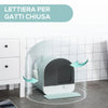 Lettiera Casetta in PP per Gatti Chiusa con Filtro, Vassoio, Paletta 43x44 H47cm