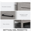 Colonna Bagno con 5 Ripiani Aperti 1 Cassetto, 42x30 h170 cm Grigio