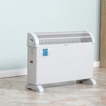 Stufa Elettrica Termoconvettore 3Regolazioni 2000W Timer Metallo 58.5x20x43cm Bianco