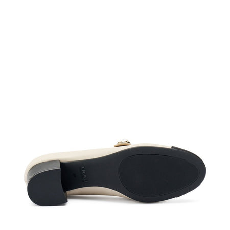 Frau Mary Jane in pelle nero crema con perla 66P2