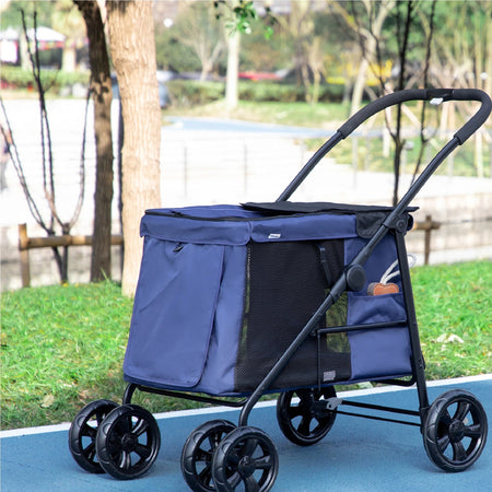 Passeggino Animali Domestici 4Ruote Porta, Cuscino, Guinzagli Piccola e Media Taglia