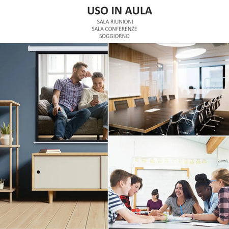 Schermo Proiezione Motorizzato e Avvolgibile 100 Pollici Bianco 203x152cm Telecomando