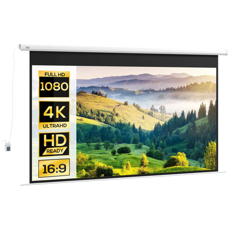 Schermo Telo Proiettore 120" 16:9 Motorizzato Telecomando Fissaggio Muro Soffitto