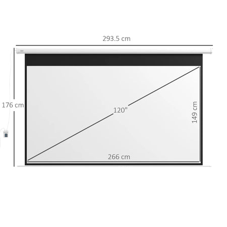 Schermo Telo Proiettore 120" 16:9 Motorizzato Telecomando Fissaggio Muro Soffitto