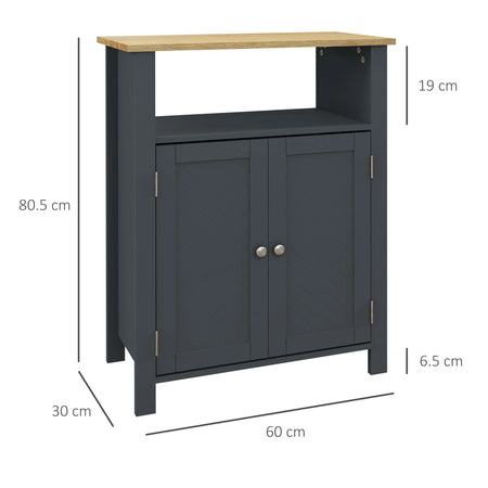 Mobiletto Bagno 3Ripiani in MDF con Ripiano Interno Regolabile, 60x30x80.5cm Grigio