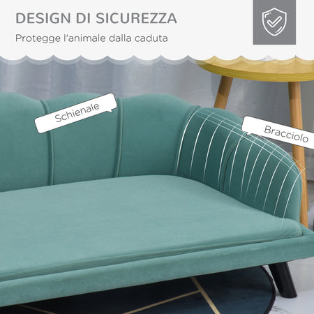 Divano per Cani Gatti Taglia Media Rivestimento Sfoderabile 98x60x35 cm Verde