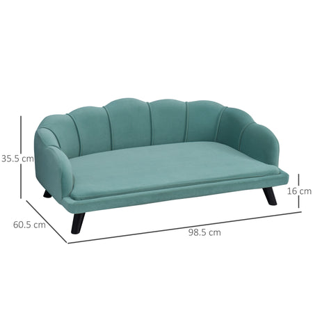 Divano per Cani Gatti Taglia Media Rivestimento Sfoderabile 98x60x35 cm Verde