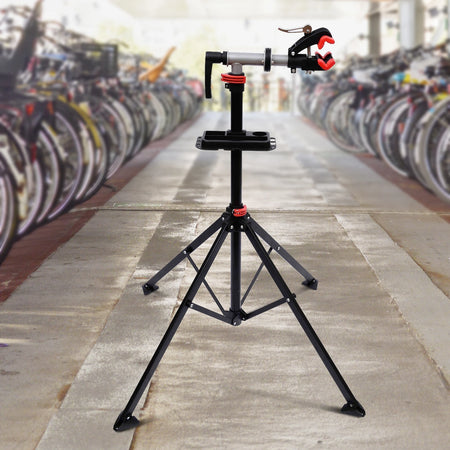 Cavalletto Riparazione Bici Pieghevole Girevole a 360° Altezza Regolabile 109-180cm