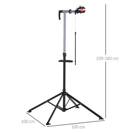 Cavalletto Riparazione Bici Pieghevole Girevole a 360° Altezza Regolabile 109-180cm