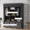 Armadio in Tessuto Pieghevole con Cassetti e Ante Avvolgibili con Zip, 125x43x162.5cm