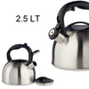 Bollitore Teiera in Acciaio Inox 2.5 LT 19x23x20.5 cm Induzione Manico Ergonomico