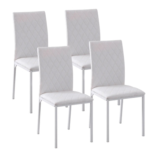 Kit 4 Sedie Imbottite Sala da Pranzo Pelle Ecologica 41x50x91cm Bianco