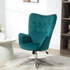 Poltrona Moderna Salotto Ufficio Velluto, Girevole Altezza Regolabile Blu