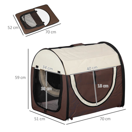Trasportino Animali Domestici Pieghevole con Cuscino e Borsa Trasporto 70x51x59cm