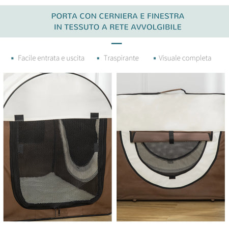 Trasportino Animali Domestici Pieghevole con Cuscino e Borsa Trasporto 70x51x59cm