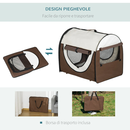Trasportino Animali Domestici Pieghevole con Cuscino e Borsa Trasporto 70x51x59cm