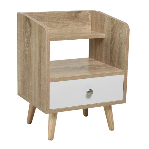 Mobiletto Comodino Salvaspazio 1 Cassetto e Mensola in Legno 37x30x48cm