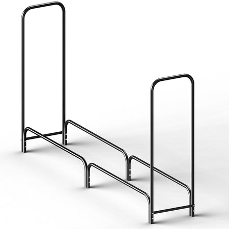 Portalegna in Metallo Interno Esterno Legnaia Camino Stufa 200x36x115cm Nero