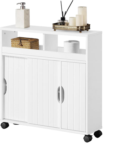 Carrello Mobiletto 4 Ruote Slim Salvaspazio 69.5x20 H 71.5cm Bianco Multiuso