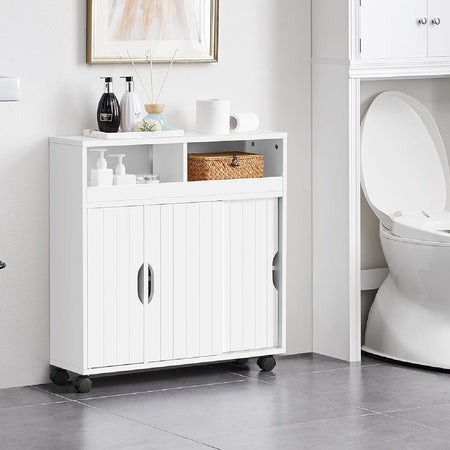 Carrello Mobiletto 4 Ruote Slim Salvaspazio 69.5x20 H 71.5cm Bianco Multiuso
