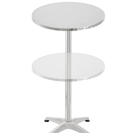 Tavolo Bar Bistrot 60cm Altezza Regolabile 70-110cm In Alluminio e Acciaio Silver