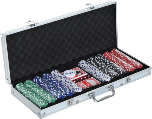 Set Valigetta Poker 500 Chip Fiches in Alluminio 2 Mazzi Texas Hold'em Blackjack