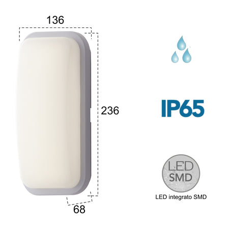 Plafoniera per esterno 15W a led 4000K bianca Shirley